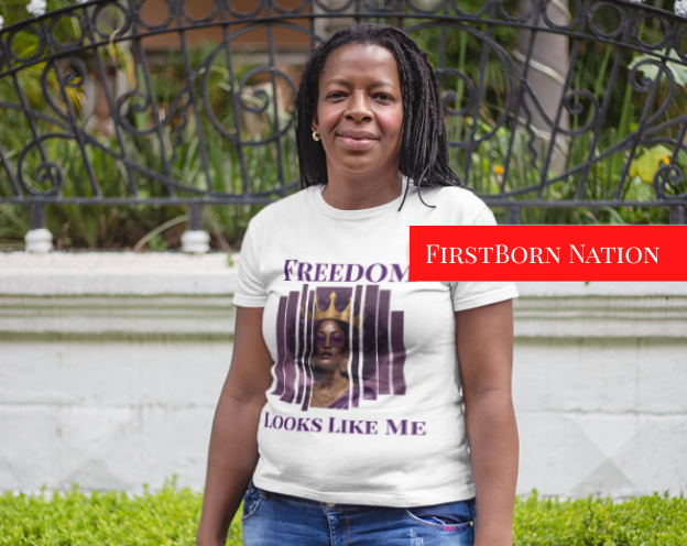 Freedom Looks Like Me T-Shirt – Black Woman Empowerment Tee in Purple | FirstBorn Nation Apparel