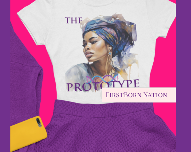 The Prototype T-Shirt – Black Woman Graphic Tee in Purple | FirstBorn Nation Original