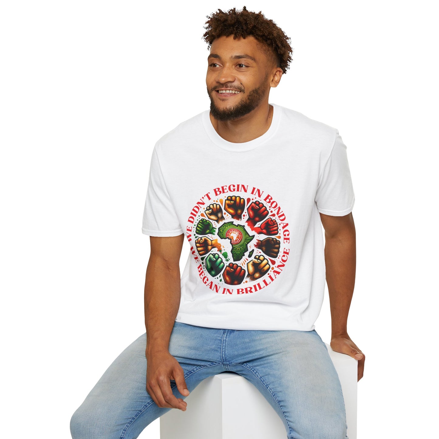 We Didn't Begin in Bondage T-Shirt – Black Brilliance Statement Tee | FirstBorn Nation Apparel